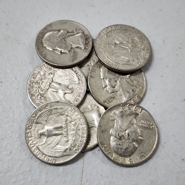 Eight Assorted United States 90% Silver Quarters ~ $2.00 Face Value