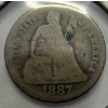 Image 3 : 1887 United States 90% Silver Seated Liberty Silver Dime- Beautiful Condition 