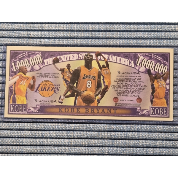 Kobe Bryant Million Dollar Bill In Mint Condition In Protective Holder