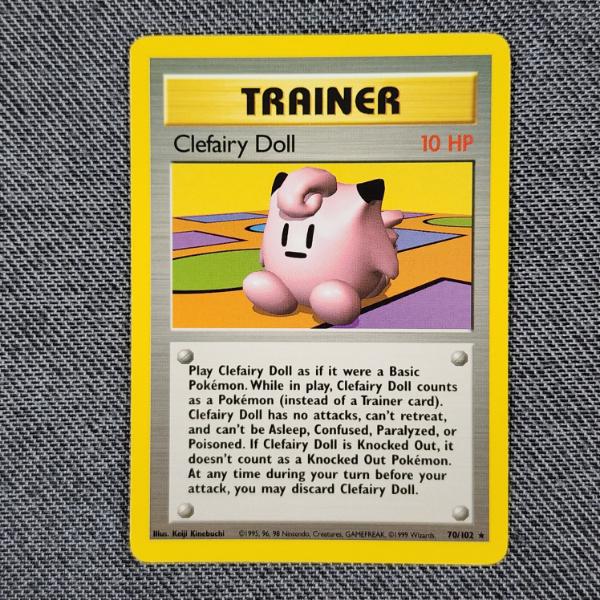 Clefairy Doll 70/102 RARE TRAINER Vintage Base Set Pokemon Trading Card in Near Mint Condition!