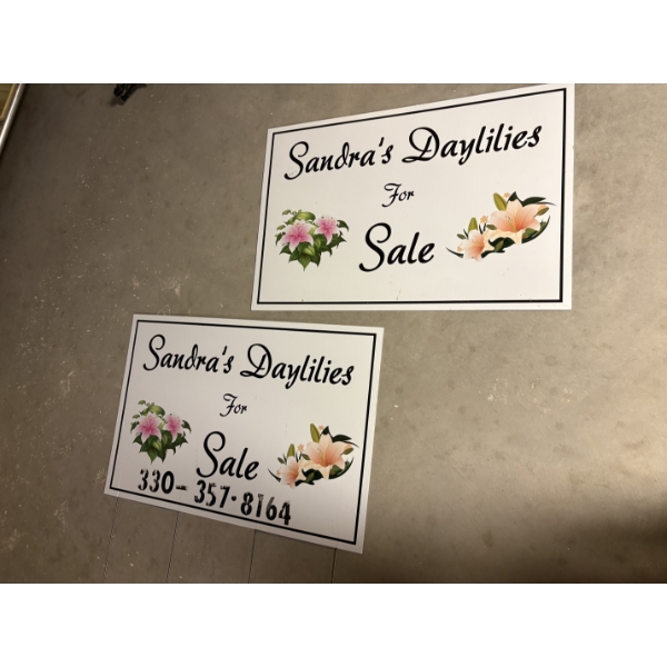 *Pick Up At Mantua Home-No Shipping Available*  Floral Signs - Sandra's Daylilies for Sale - 24x36" 