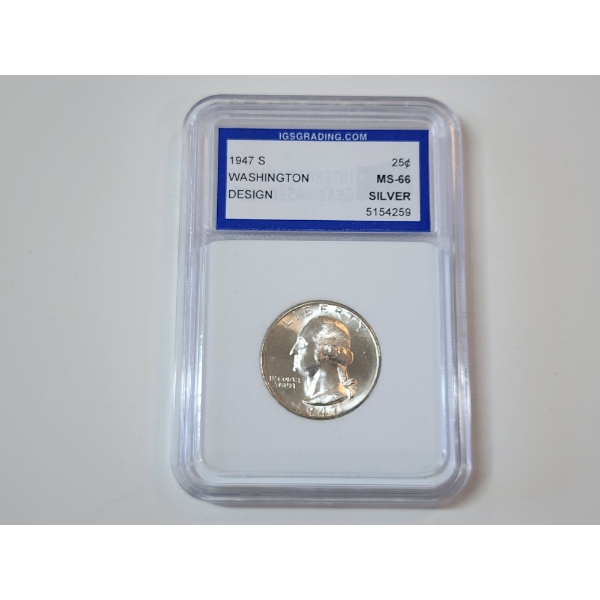 IGS GRADED MS66 1947-S U.S. Washington SILVER Quarter