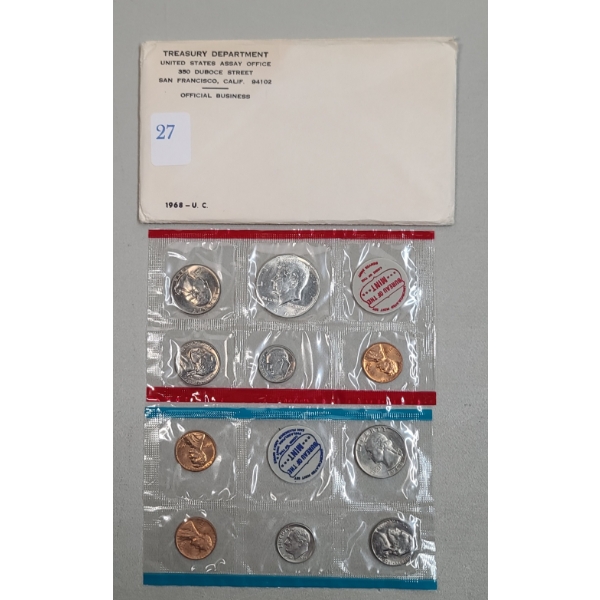 1968 Uncirculated Coin Set Featuring 40% Silver Kennedy Half Dollar