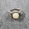 Image 6 : ABSOLUTELY GORGEOUS 14K WHITE GOLD RING FEATURING STUNNING OPAL & DIAMONDS ~ Weighs 5.2 Grams