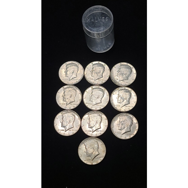 1965/1966 40% Silver Kennedy Half Dollars With Coin Holder - Face Value: $5.00