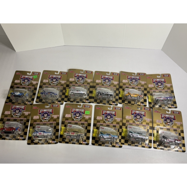 Racing Champions 50th Anniversary 3.25" Die Cast Replica's with Collector Card & Display Stands 