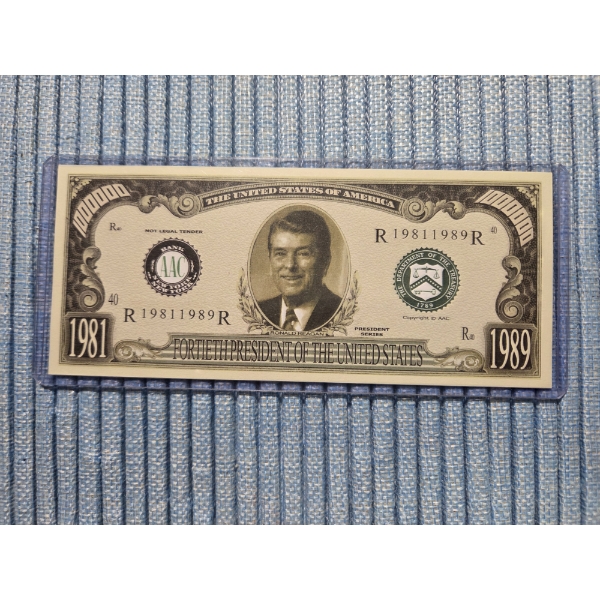 Mint Condition Ronald Reagan Million Dollar Bill In Protective Holder
