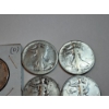 Image 3 : (5) 90% Silver Walking Liberty Half Dollars: 1945-S, (2)1944, 1937, Unknown Year FV: $2.50