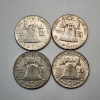 Image 2 : Four 1957-D United States 90% Silver Franklin Half Dollars - FV: $2.00