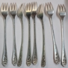 Image 1 : (8) Queen's Lace Sterling Silver Cocktail Forks By International Silver - Weight: 137.6g