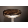 Image 2 : Vintage ca 1940s Cast Iron / Porcelain Enamel Ice Cream Counter Or Bar Stool - Wooden Seat Top
