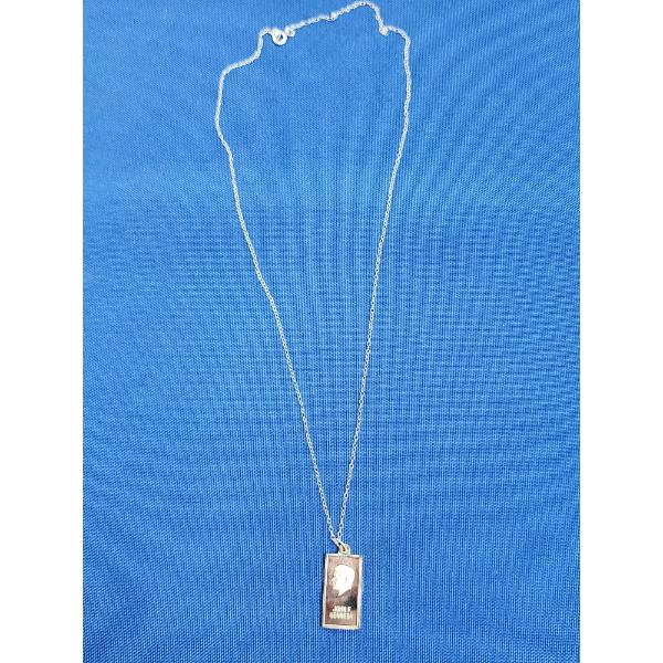 JFK 2 Gram .999 Fine Silver Bar on 18" Sterling Silver Chain TW: 2.6g