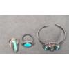 Image 1 : Assorted Costume Jewelry Including Turquoise Rings, Brooch & Bangle 