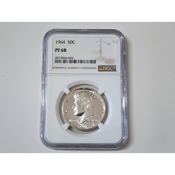 NGC PF 68 1964 90% Silver Kennedy Half Dollar