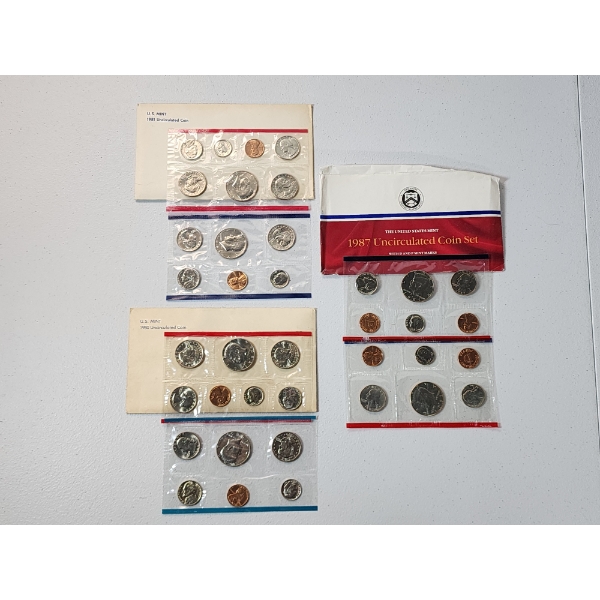 x3 United States Uncirculated Coin Sets P&D: 1981, 1987, 1980