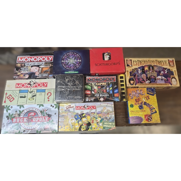 Lot of 10 Board Games incl 6 Monopoly Games - All Games Appear to be Complete