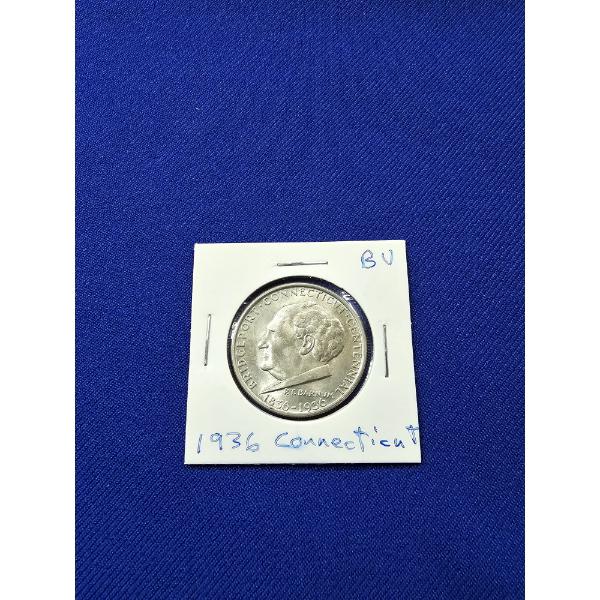 RARE 1936 Bridgeport Connecticut Commemorative Silver Half Dollar - BU, Beautiful Coin!