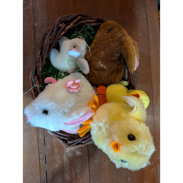 Easter Group. Including Hopping Rabbits, Beaded Eggs, Candle, Plush Rabbit & More!