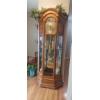 Image 1 : Howard Miller Working Finest Model Grandfather Clock w Mirrord Display Shelves - 3 Chimes
