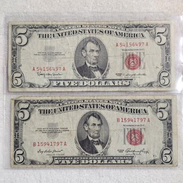 Historical United States Notes (Legal Tender Notes) featuring Distinct Red Seals FV: $10.00
