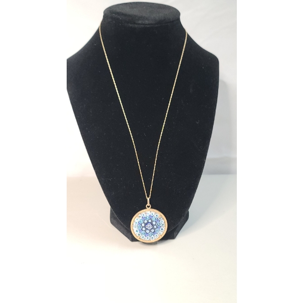 Gold-Filled 20" Necklace With Murano Millefiori Style Pendant - Total Weight: 9.4g