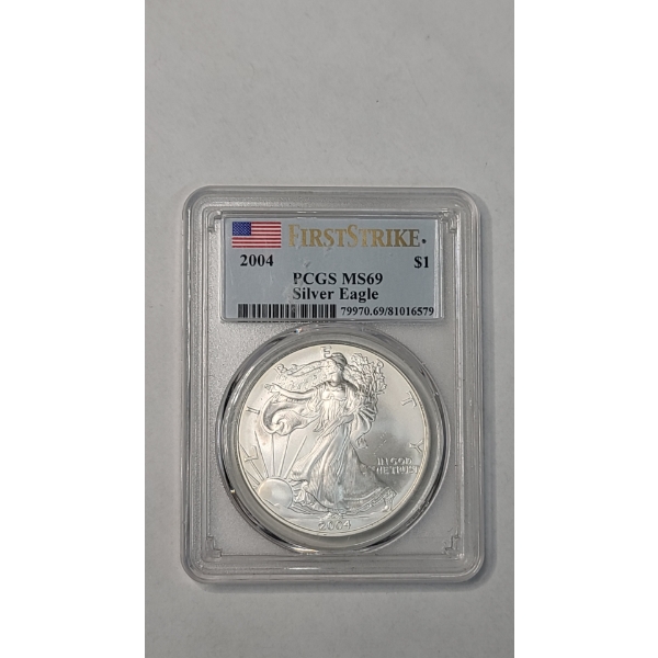 PCGS 2004 First Strike MS69 1 Troy Oz .999 Fine Silver American Eagle