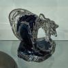 Image 3 : Clear & Blue Crystal Wave Art Glass Sculpture 10 x 11 Overall - Excellent Condition