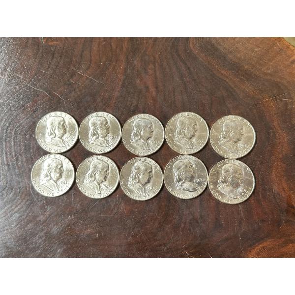 1963-D Brilliant Uncirculated Franklin Half Dollars - $5 Face Value