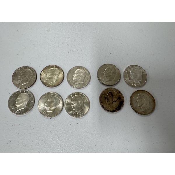 10 - 1971 Silver Eisenhower Silver Dollars - Excellent Condition