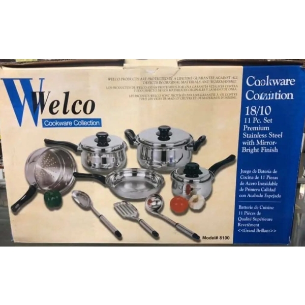 Brand New In Box 11 Piece Welco Brand Premium Stainless Steel Cookware Set!