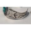 Image 2 : Sterling Silver Southwestern Style Cuff Bracelet With Turquoise & Gemstone Pendant - Weight: 28.8g