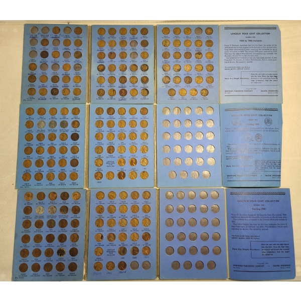 Large Lot of Three Mostly Filled Lincoln Penny Books Ranging From 1909 To 1961