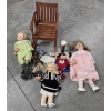 Image 1 : Vintage Dolls, Tin Doll Plates, Wood Rocking Chair And More