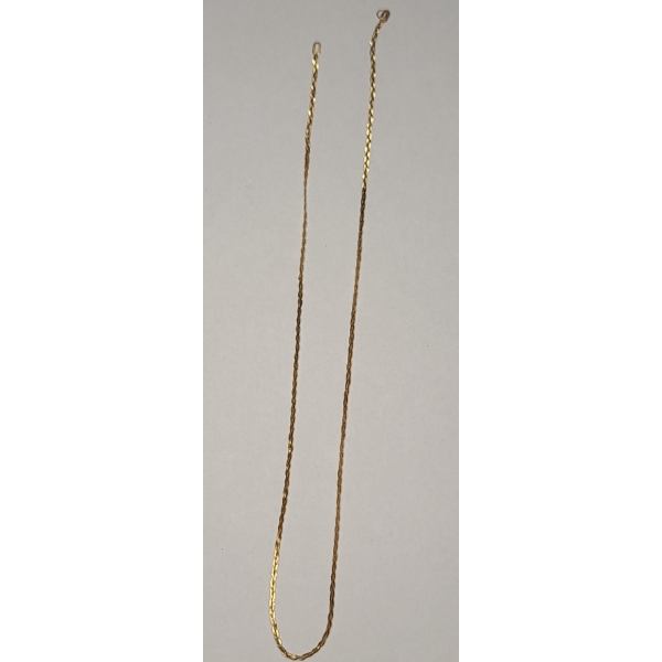 14K Yellow Gold Plumb 15.5" Woven Chain Necklace (Clasp Missing) - Weight: 1.3g