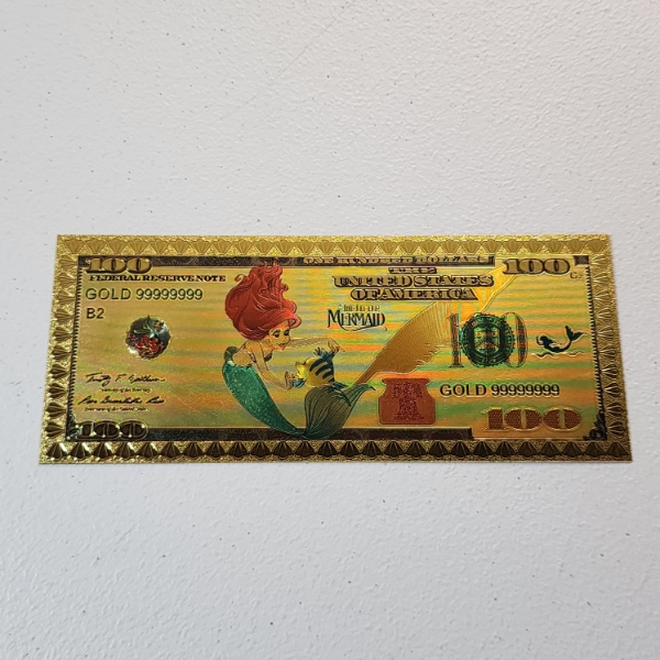 The Little Mermaid 99999999 Gold Foil $100 USA Note