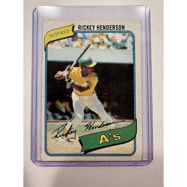 1980 Topps Rickey Henderson ROOKIE Baseball Card In Protective Holder - Excellent Card
