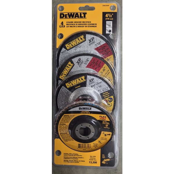 New! 4 Piece DeWalt Ceramic 4 1/2'' Grinding Wheels