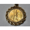 Image 6 : 1995 $5 American Eagle 1/10th oz Fine Gold Coin - 14K Gold 24" Necklace & 14K Gold Pendant TW:10.6g