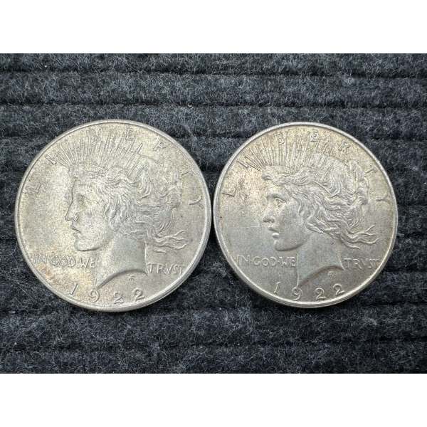 Two 1922 Peace Dollars