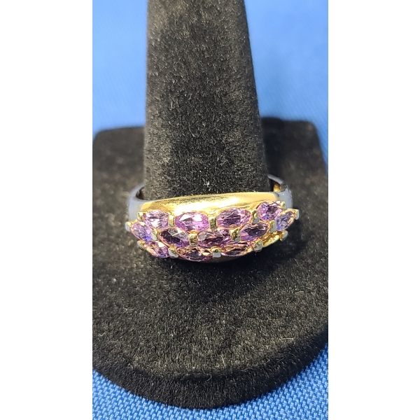Women's 14K Gold Amethyst Cluster Ring (Missing A Stone) - Size 11- Weight 3.4g