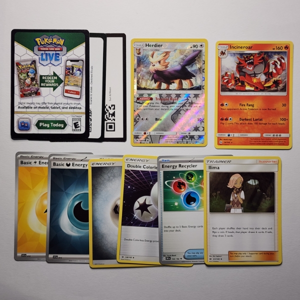 Incineroar 26/149 Rare & Herdier 104/149 Reverse Holo Pokemon Trading Cards with Assortment!