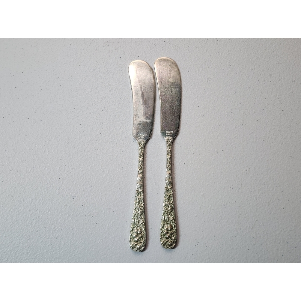 x2 Steiff "Rose" Sterling Silver Butter Knives TW: 62.2g