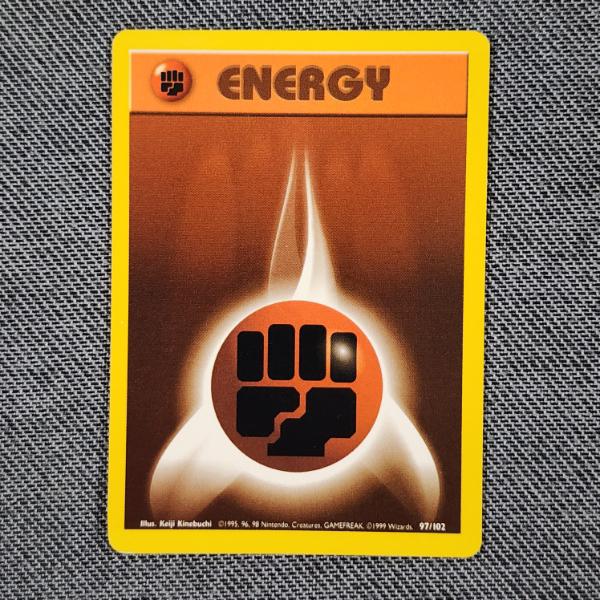 Fighting Energy 97/102 Vintage Base Set Pokemon Trading Card - Near Mint Condition