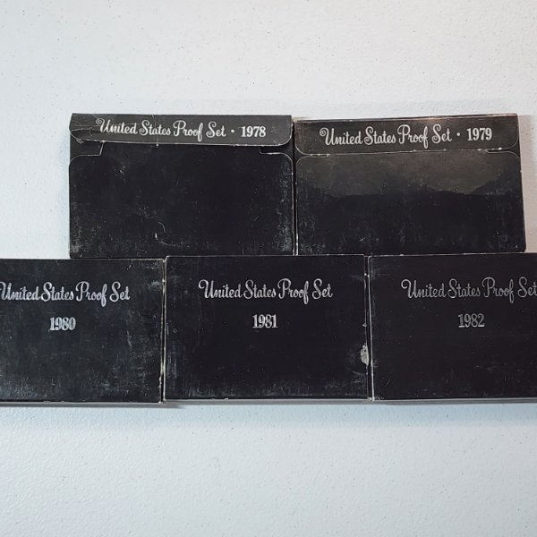 Five Assorted United States Mint Proof Sets: 1978, 1979, 1980, 1981, 1982