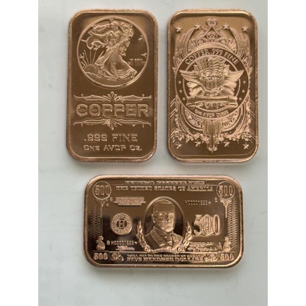 Three Morgan Design Design 1 AVDP oz .999 Fine Copper Bar
