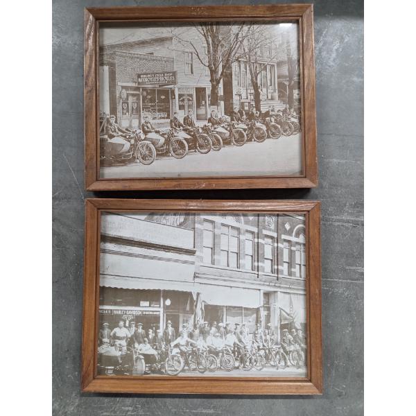 Unique Vintage 12''x15'' Framed Harley Davidson Framed Pictures 