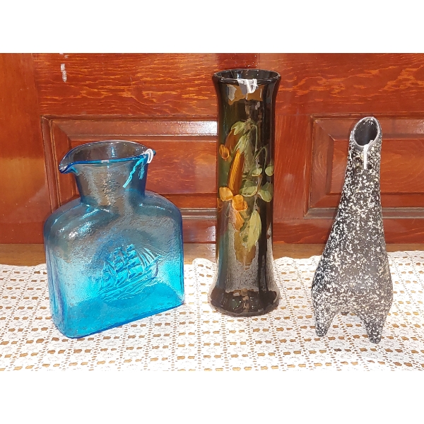 Art Glass / Pottery / Porcelain Group w/ Furnivals England Vase - Style Of Louelsa "Weller" 