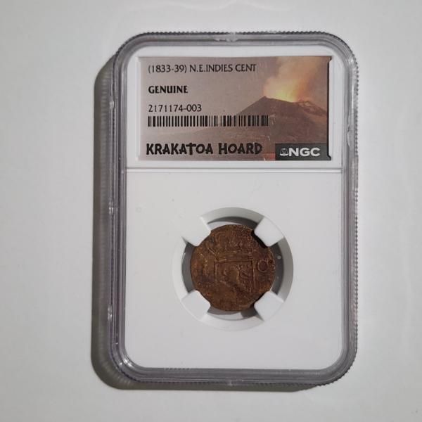 NGC Genuine 1833-39 N.E. Indies Cent From the Krakatoa Hoard ~ A Unique Coin From HISTORY!