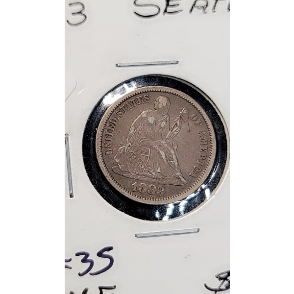 1883 90% Silver Seated Liberty Dime 