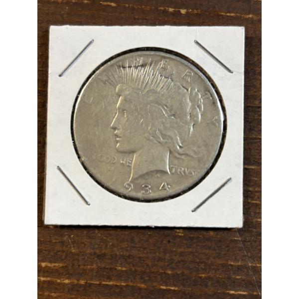 1934 Silver Peace Dollar - 90% Silver - FV $1.00